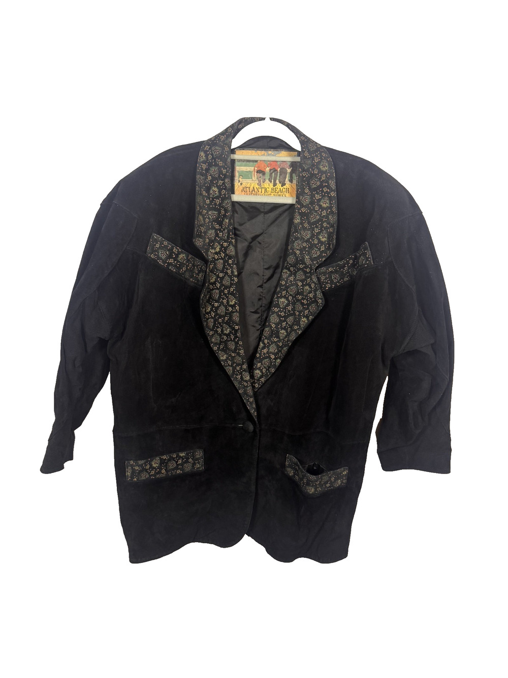Vintage Atlantic Beach Suede Blazer Jacket Paisley P Size XL 90s